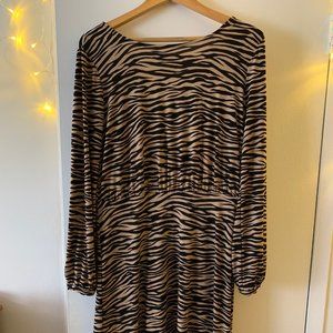 Loft Animal Print Wrap-Back Midi Dress